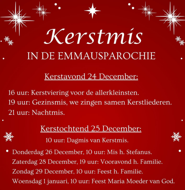 Programma Kerstmis Emmausparochie Tilburg